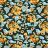Viskose Stoff für Bekleidung Grenadier Blumen schwarz gelb grün 1,50m Breite