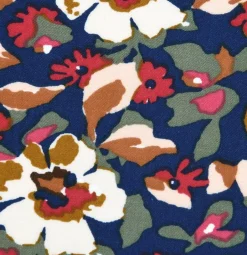 Viskose Stoff für Bekleidung Grenadier Blumen dunkelblau, rot 1,50m Breite