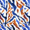 Viskose Stoff für Bekleidung Imany abstrakter Print weiß blau orange 1,50m Breite