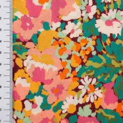 Viskose Stoff für Bekleidung Silene abstrakte Blümchen rosa bunt 1,45m Breite