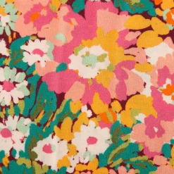 Viskose Stoff für Bekleidung Silene abstrakte Blümchen rosa bunt 1,45m Breite