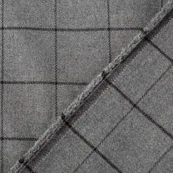 Viskose Stoff Karo Muster feine Linien grau schwarz 1,4m Breite