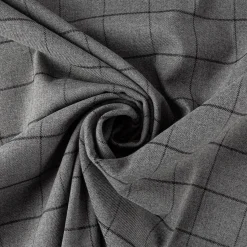 Viskose Stoff Karo Muster feine Linien grau schwarz 1,4m Breite