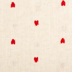 Viskose Stoff Leinenstoff bestickt Herzchen natur rot 1,30m Breite