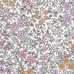 Viskose Stoff Lenzing EcoVero™ Blümchen ecru lila rosa gelb 140 cm Breite