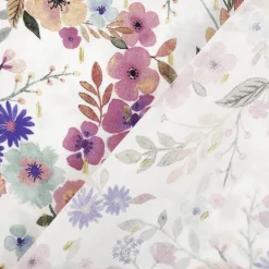 Viskose Stoff Lurex Digital Flowers weiß rosa gold 1,43m Breite
