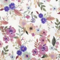 Viskose Stoff Lurex Digital Flowers weiß rosa gold 1,43m Breite