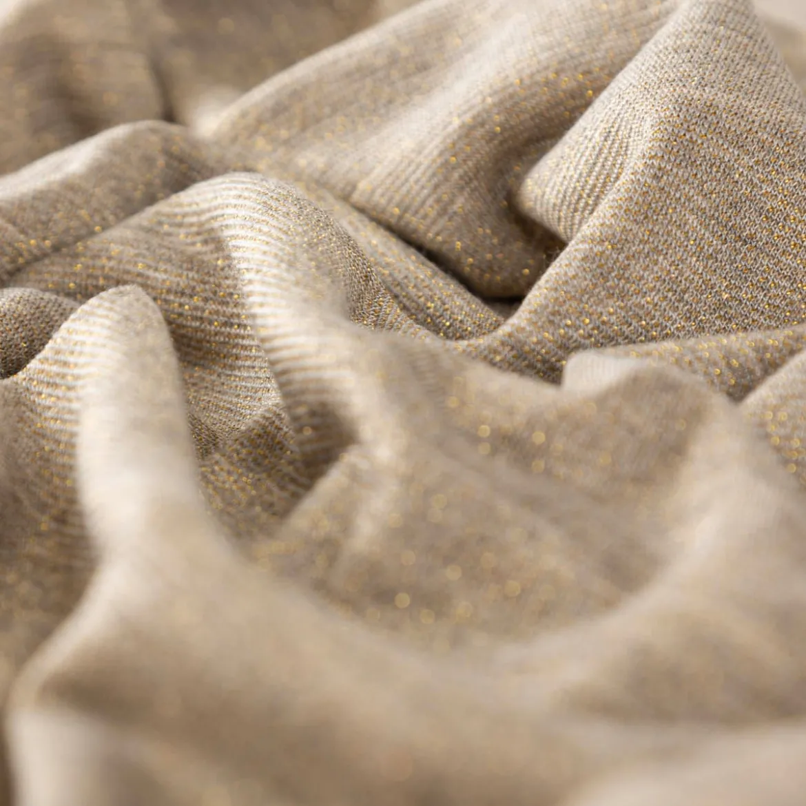 Viskose Stoff Lurex Jeresey natur gold 1,60m Breite