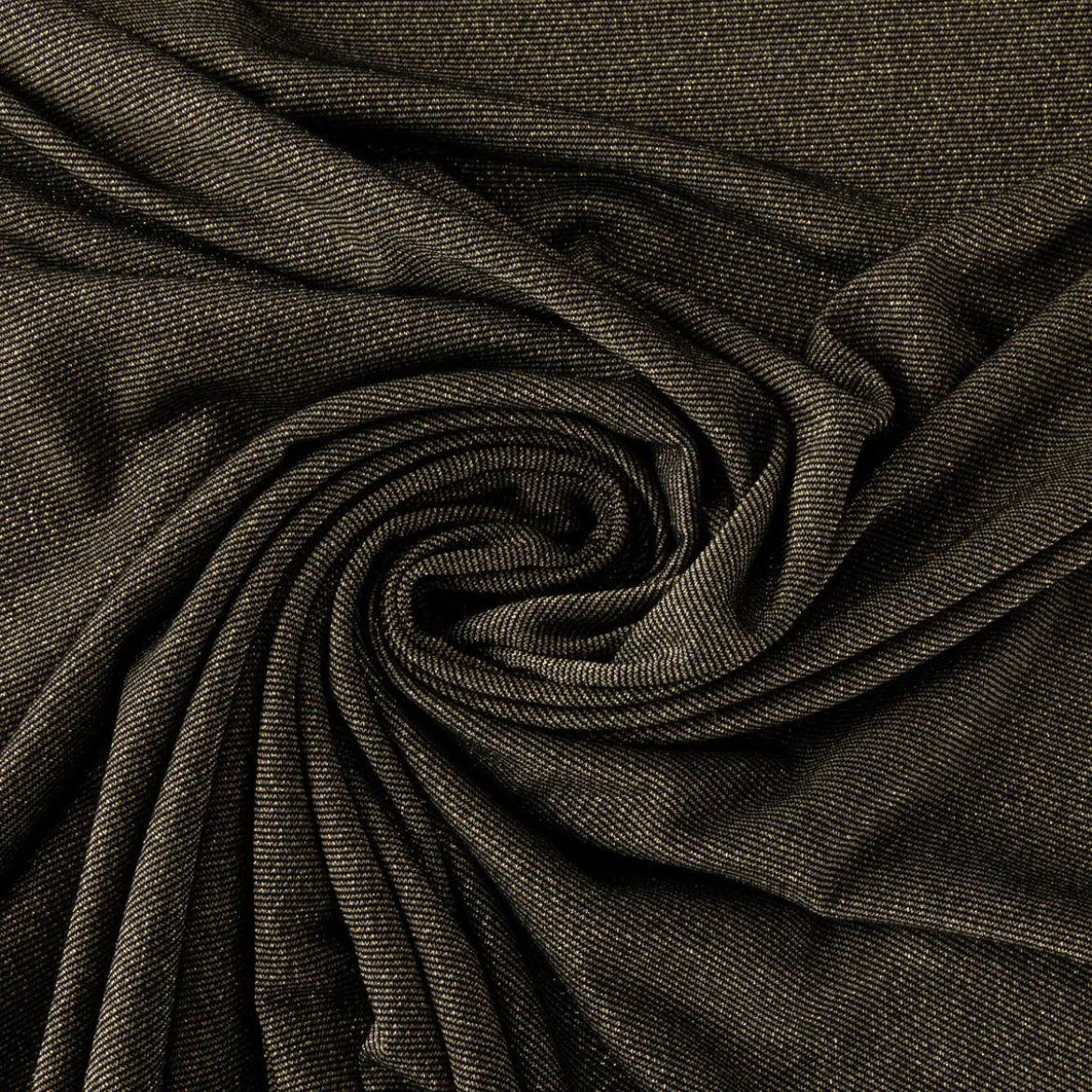Viskose Stoff Lurex Jeresey schwarz gold 1,60m Breite