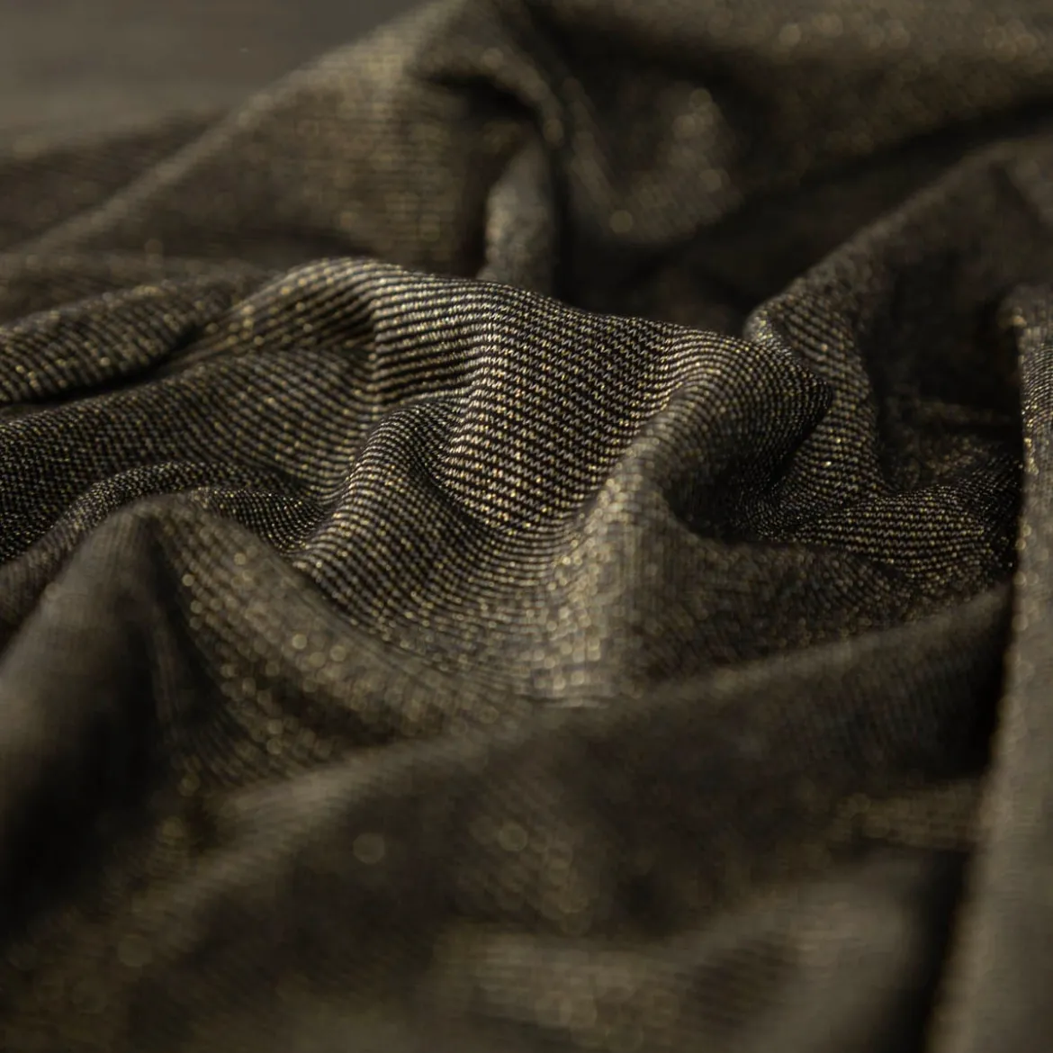 Viskose Stoff Lurex Jeresey schwarz gold 1,60m Breite
