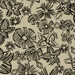 Viskose Stoff mit 30% Leinenanteil abstrakte Blumen natur schwarz 134cm Breite
