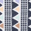 Viskose Stoff mit 30% Leinenanteil Dreiecke weiß dunkelblau pastell 134cm Breite
