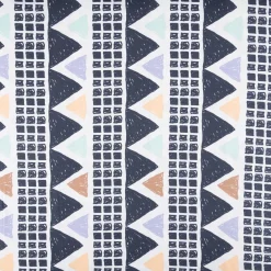 Viskose Stoff mit 30% Leinenanteil Dreiecke weiß dunkelblau pastell 134cm Breite