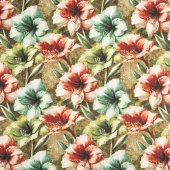 Viskose Stoff mit 42% Leinenanteil Alazela Blumen grün pink türkis 1,43cm Breite