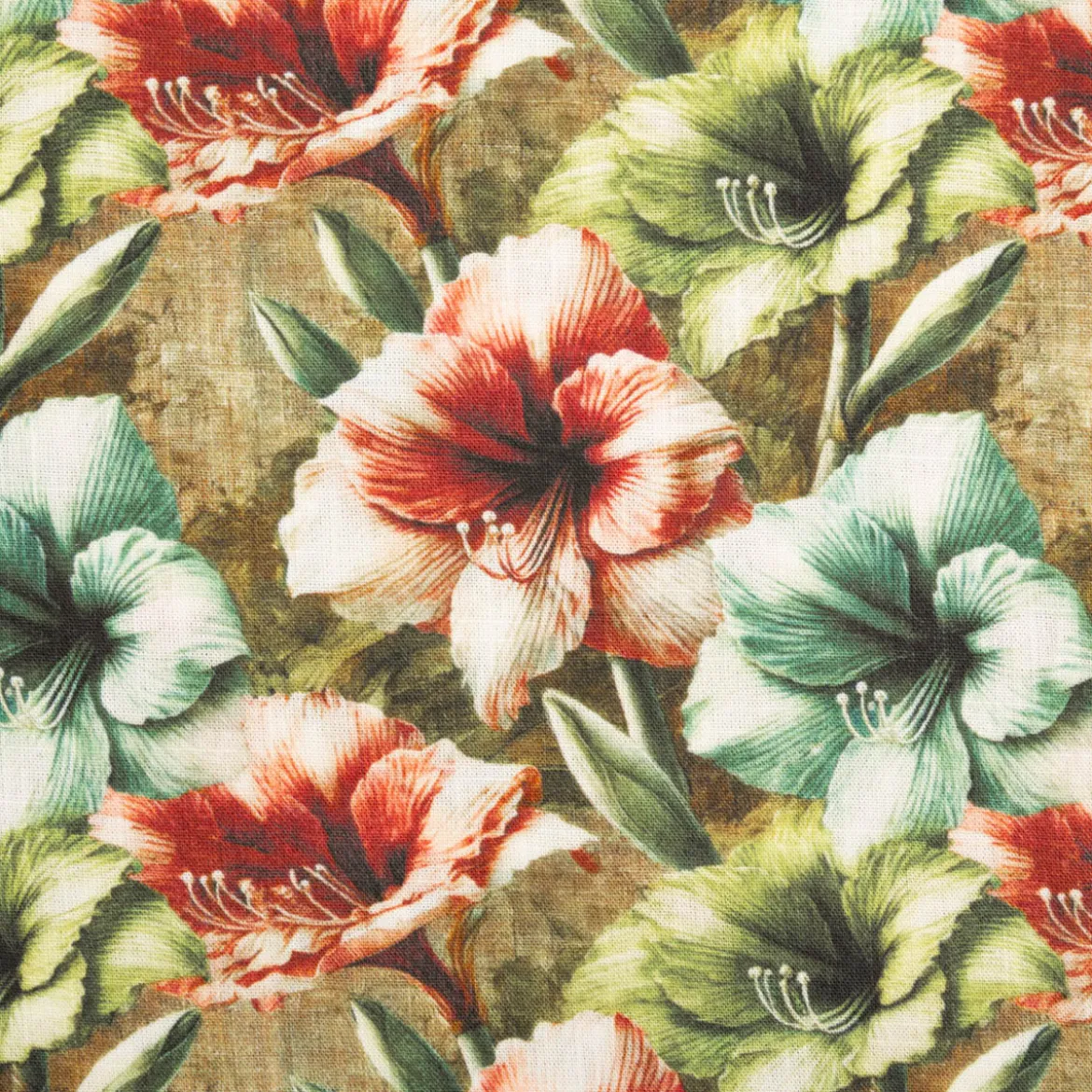Viskose Stoff mit 42% Leinenanteil Alazela Blumen grün pink türkis 1,43cm Breite