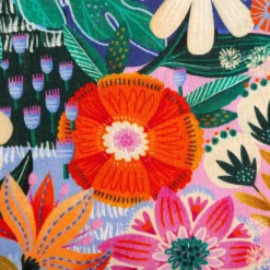 Viskose Stoff mit 42% Leinenanteil Blumen bunt 1,43cm Breite