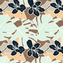 Viskose Stoff mit 30% Leinen Blumen Blätter abstrakt mint 134cm Breite