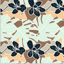 Viskose Stoff mit 30% Leinen Blumen Blätter abstrakt mint 134cm Breite