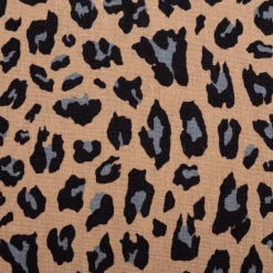 Viskose Stoff mit 30% Leinen Leo beige blau schwarz 1,34cm Breite