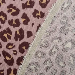Viskose Stoff mit 30% Leinen Leo rosa creme aubergine 1,34cm Breite