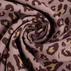 Viskose Stoff mit 30% Leinen Leo rosa creme aubergine 1,34cm Breite