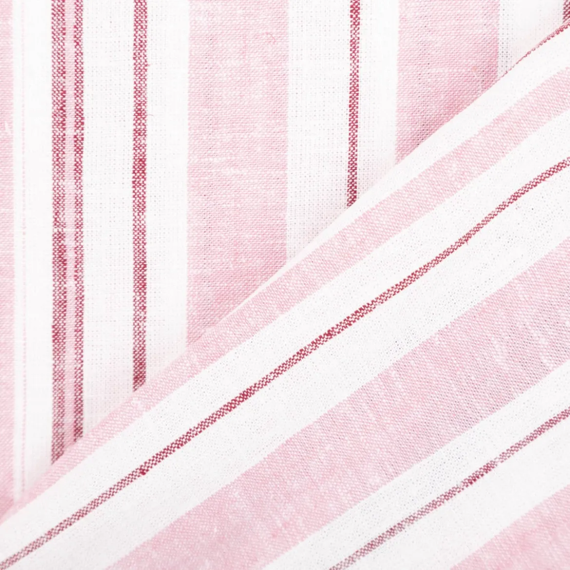 Viskosestoff mit 30% Leinen Streifen rosa wollweiß braun 1,37m Breite