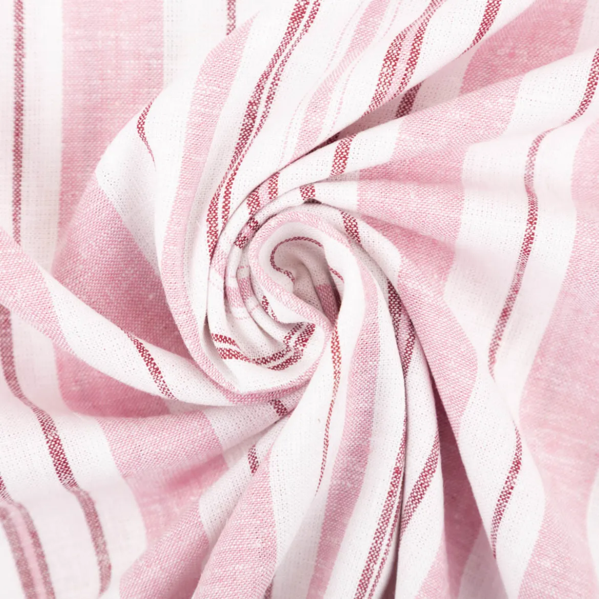 Viskosestoff mit 30% Leinen Streifen rosa wollweiß braun 1,37m Breite