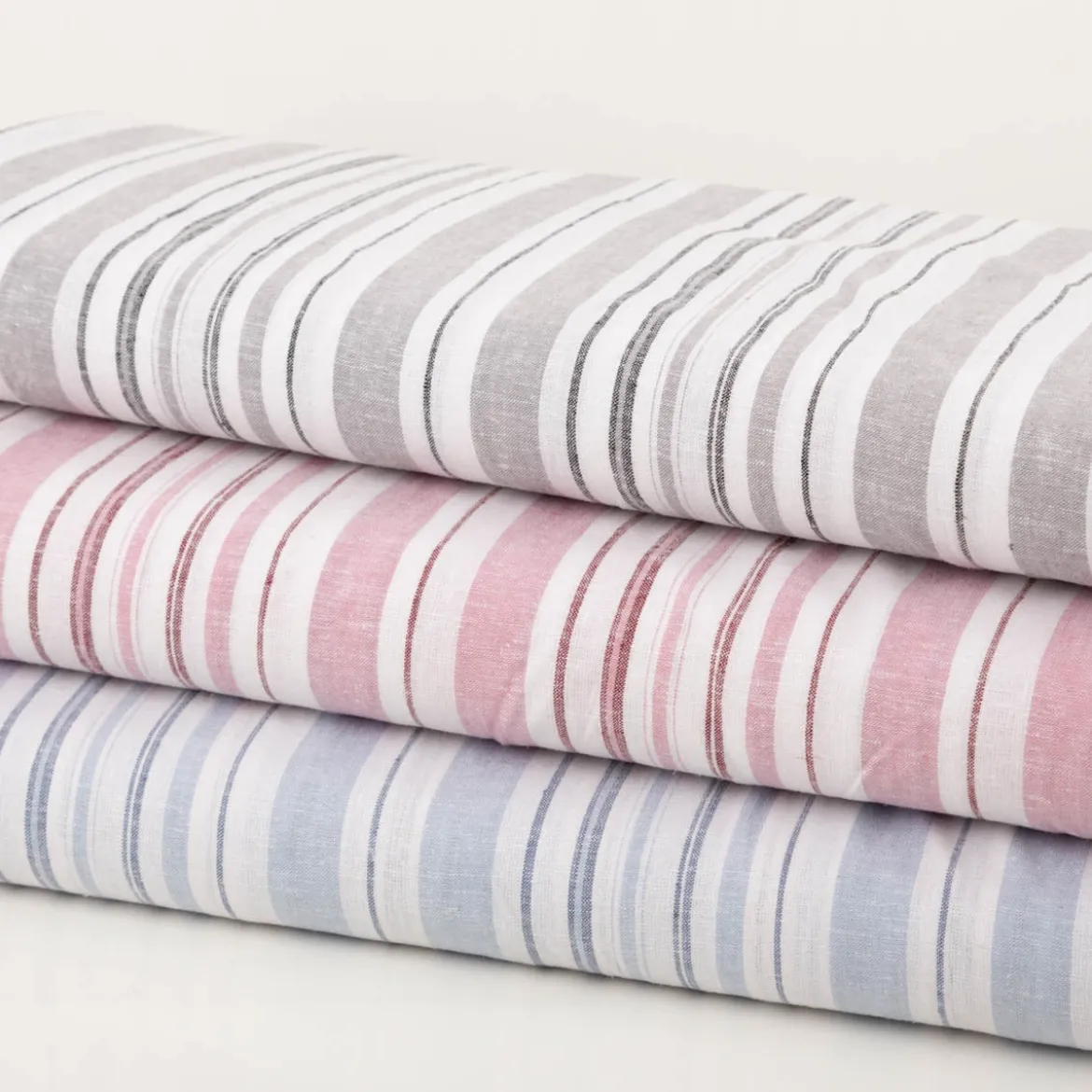Viskosestoff mit 30% Leinen Streifen rosa wollweiß braun 1,37m Breite