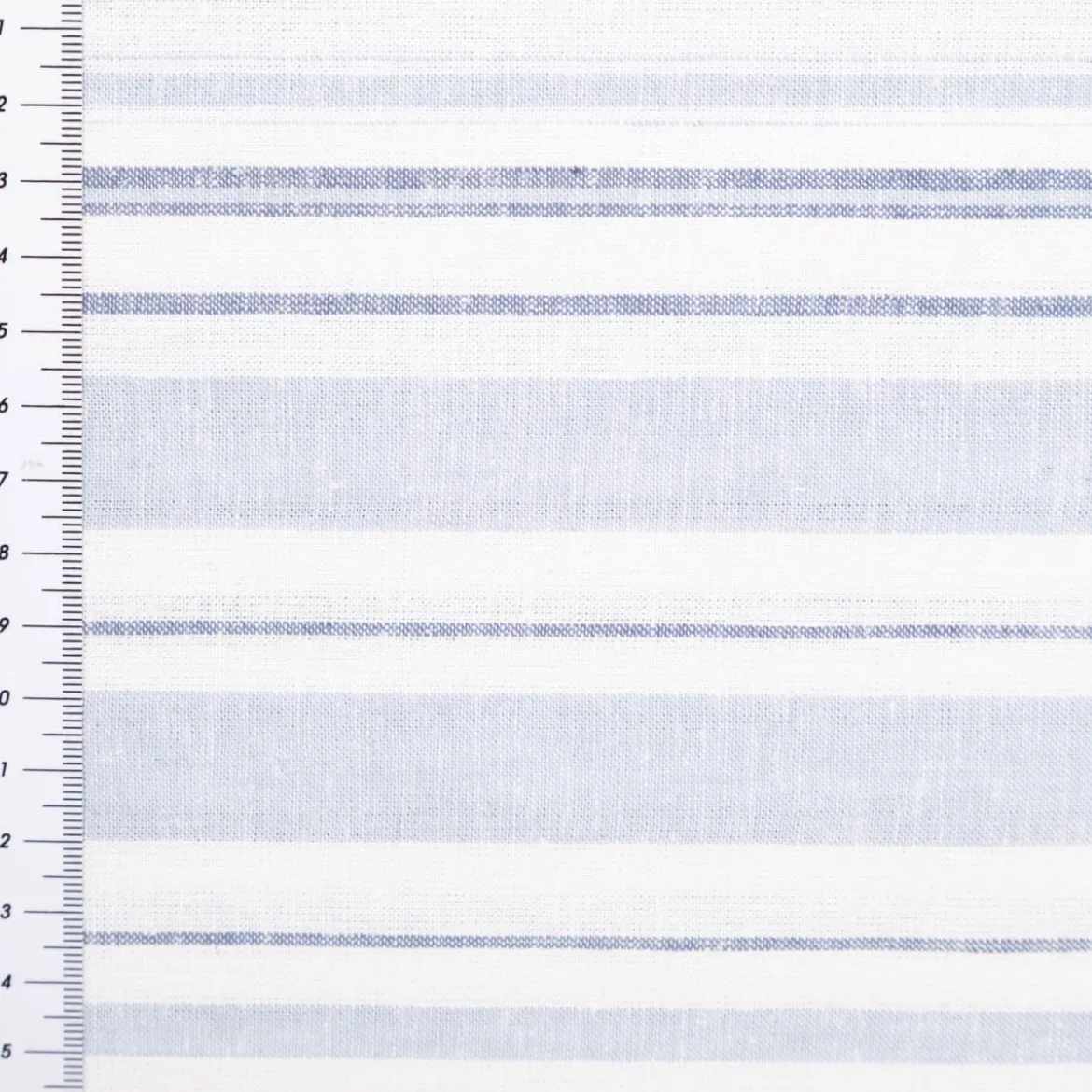 Viskosestoff mit 30% Leinen Streifen hellblau wollweiß 1,37m Breite
