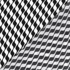 Viskose Stoff Nylon Twill Retro abstrakt weiß schwarz 145cm Breite