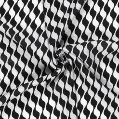 Viskose Stoff Nylon Twill Retro abstrakt weiß schwarz 145cm Breite