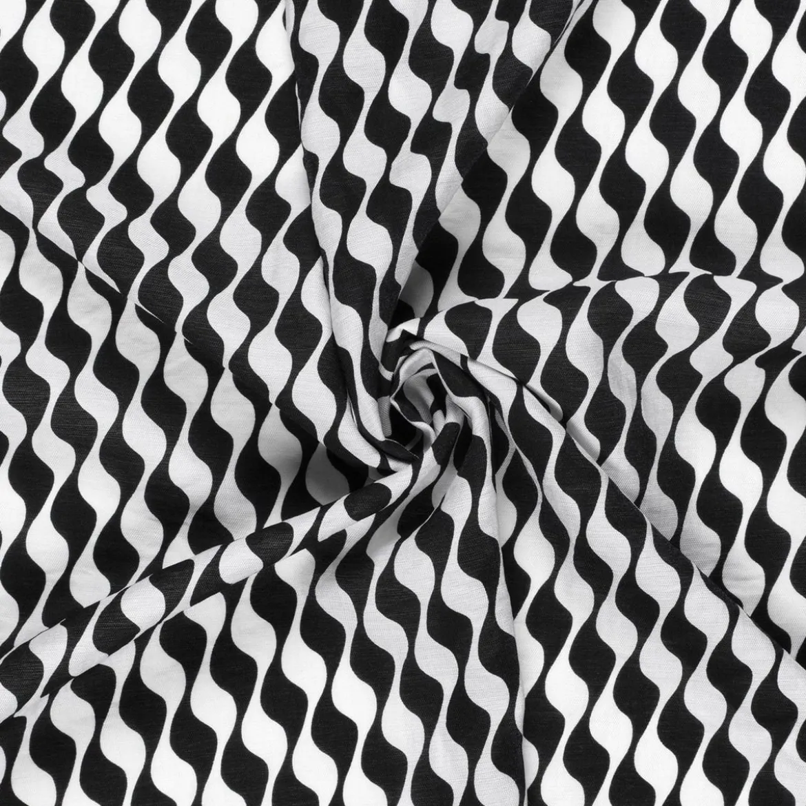 Viskose Stoff Nylon Twill Retro abstrakt weiß schwarz 145cm Breite
