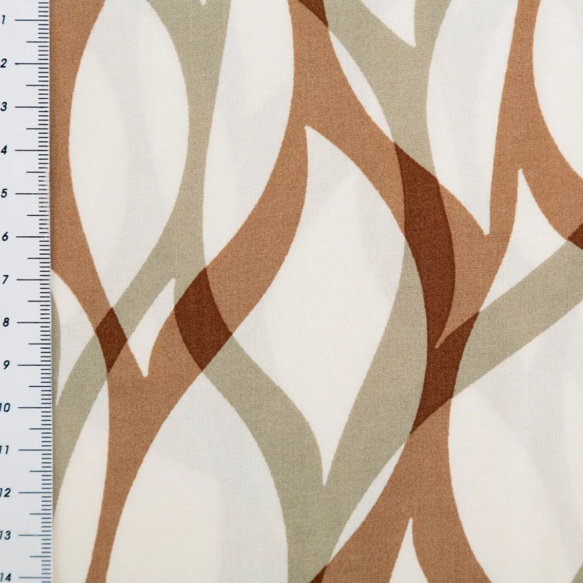 Viskose Stoff Popeline abstrakt Beige Braun 145cm Breite