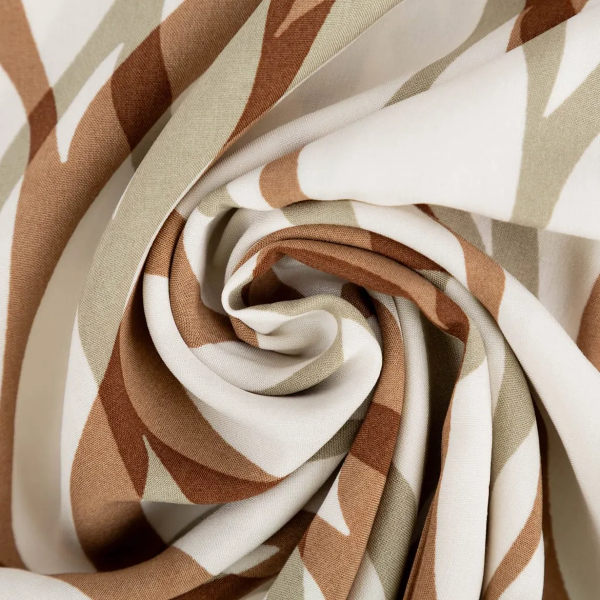 Viskose Stoff Popeline abstrakt Beige Braun 145cm Breite