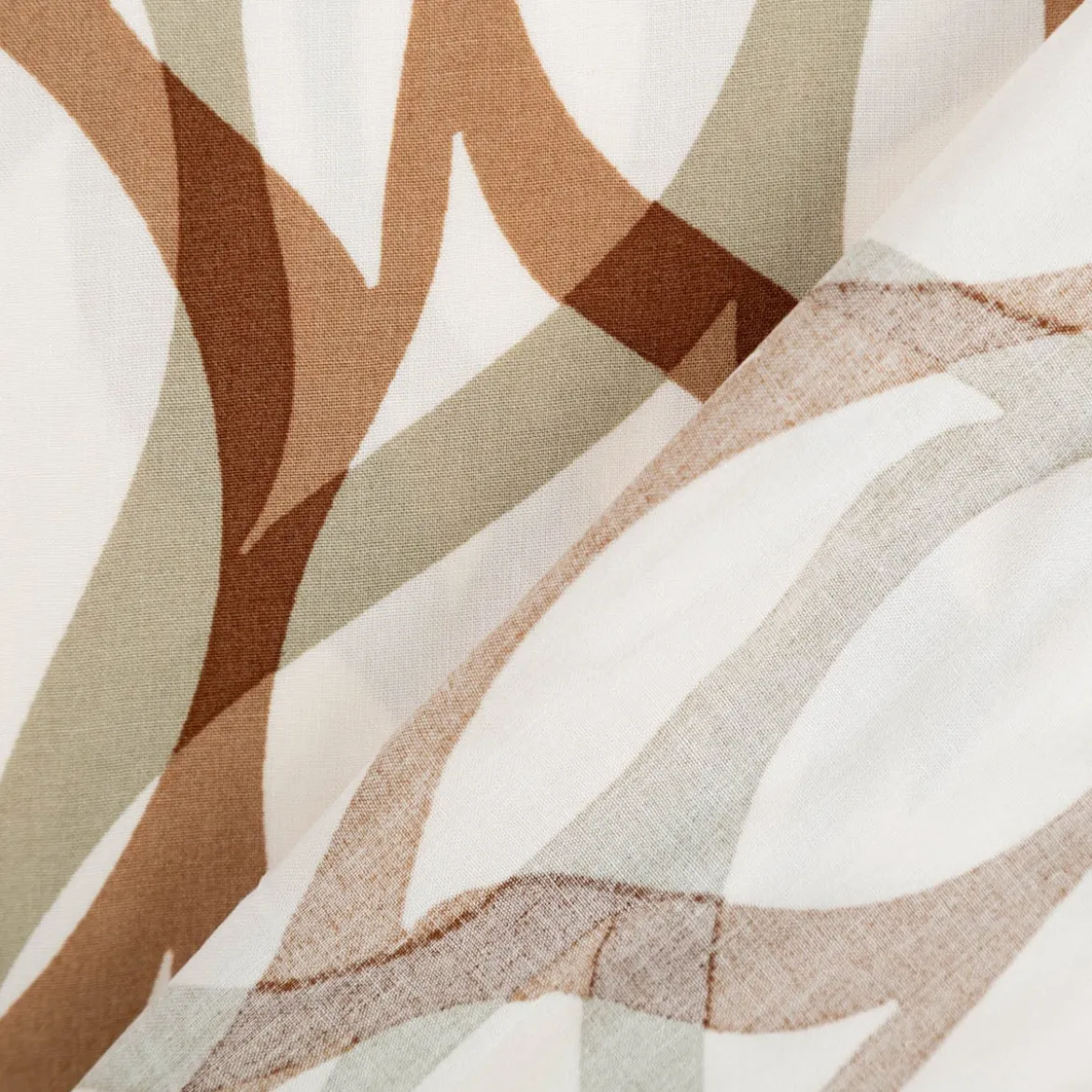 Viskose Stoff Popeline abstrakt Beige Braun 145cm Breite