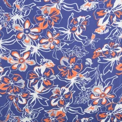Viskose Stoff Popeline Blumen blau orange 145cm Breite
