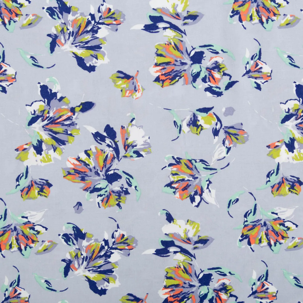 Viskose Stoff Popeline Blumen hellblau 145cm Breite