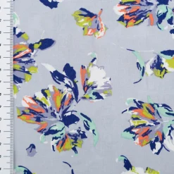 Viskose Stoff Popeline Blumen hellblau 145cm Breite