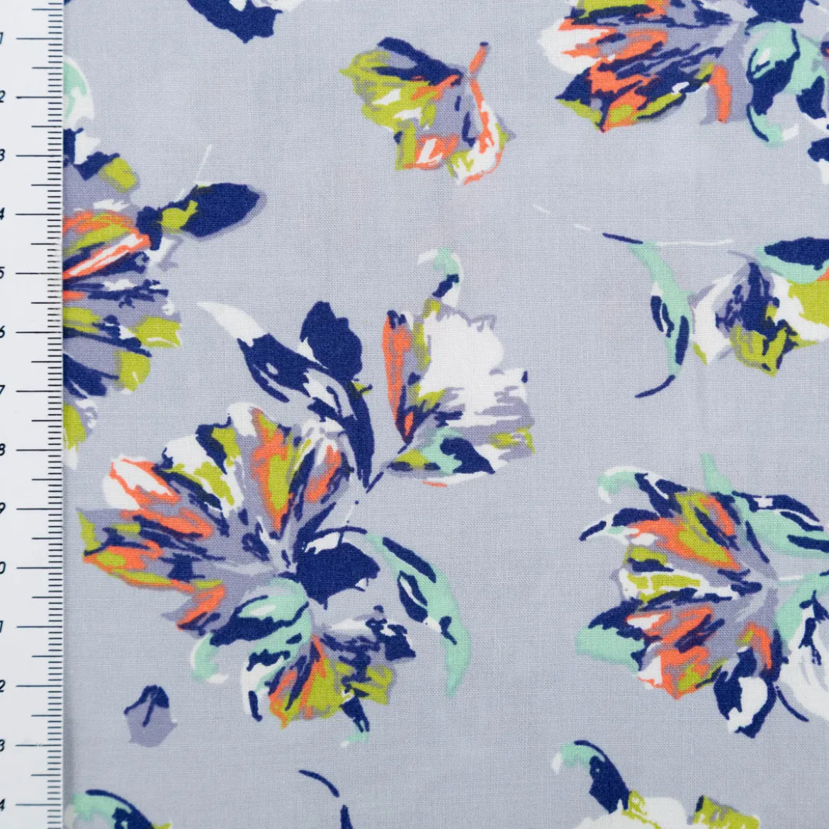 Viskose Stoff Popeline Blumen hellblau 145cm Breite