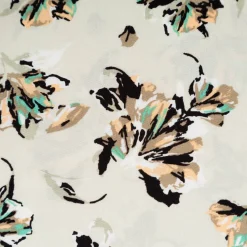 Viskose Stoff Popeline Blumen beige 145cm Breite
