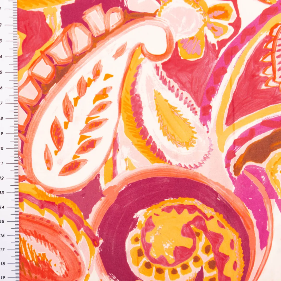 Viskosestoff Popeline Paisley Ornamentmuster rosa digital bedruckt 1,40m Breite