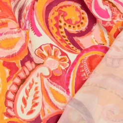 Viskosestoff Popeline Paisley Ornamentmuster rosa digital bedruckt 1,40m Breite