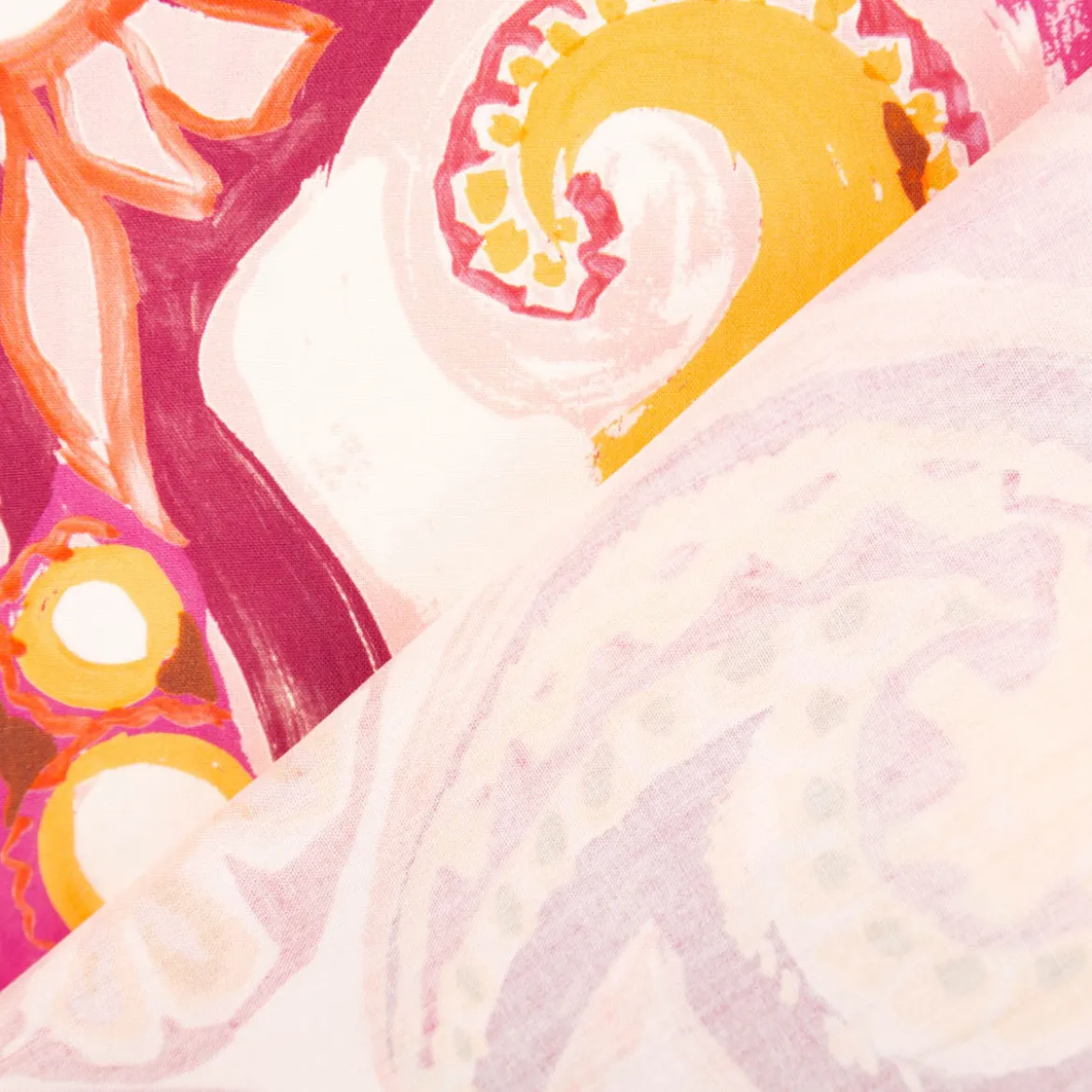 Viskosestoff Popeline Paisley Ornamentmuster rosa digital bedruckt 1,40m Breite