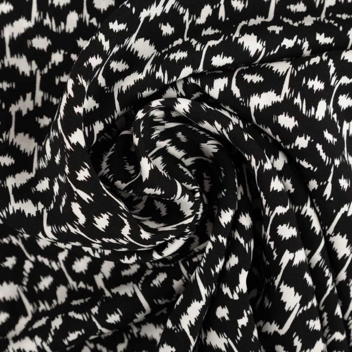 Viskose Stoff Radiance Abstract schwarz weiß 1,40m Breite