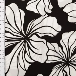 Viskose Stoff Radiance Blüten schwarz weiß 1,42m Breite