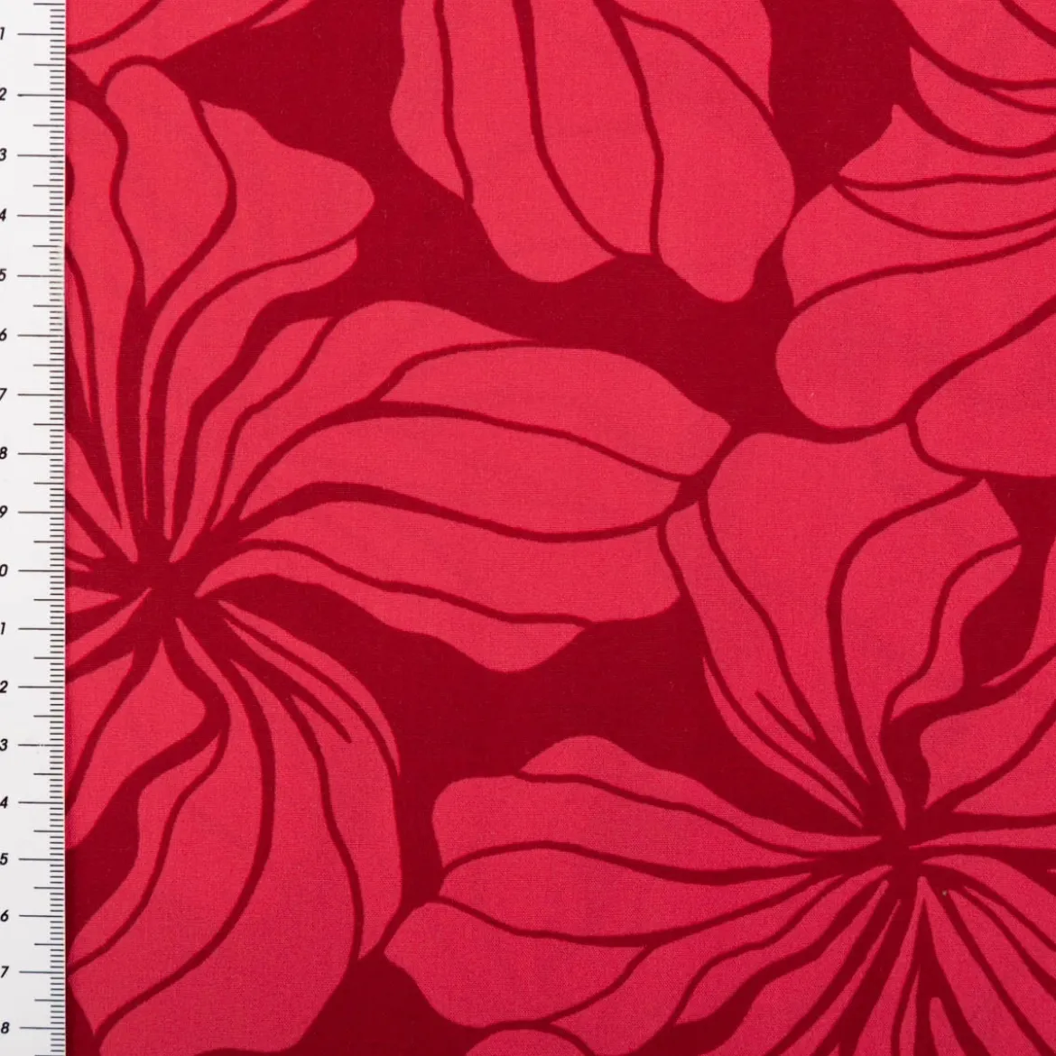 Viskose Stoff Radiance Blüten rot 1,42m Breite