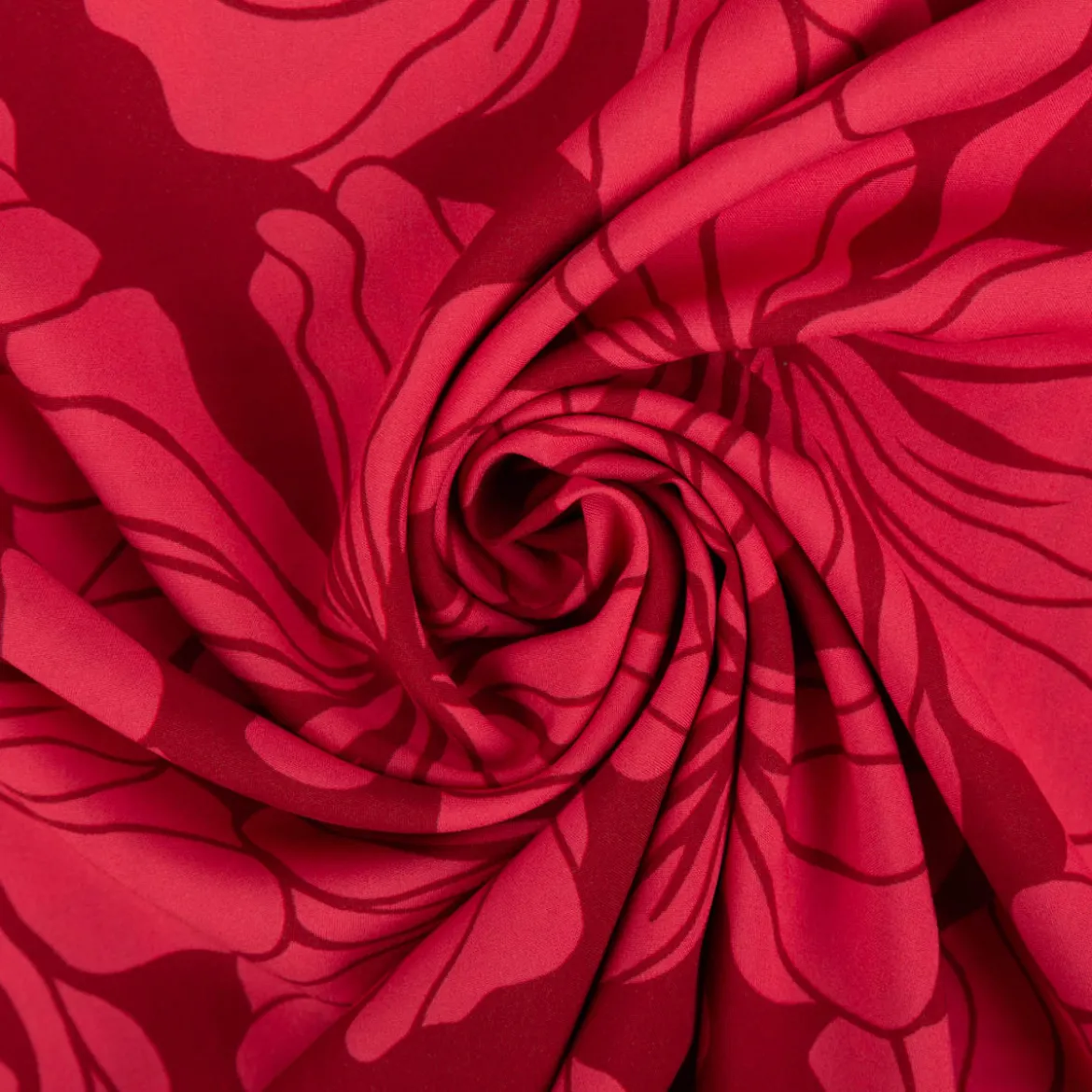 Viskose Stoff Radiance Blüten rot 1,42m Breite