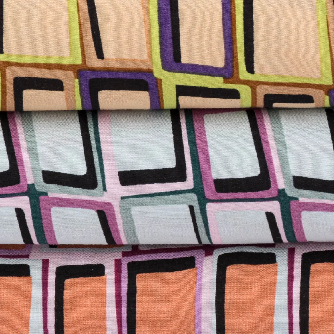 Viskose Stoff Radiance für Bekleidung ABSTRACT Kästchen lachs violett 1,4m Breite