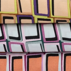 Viskose Stoff Radiance für Bekleidung ABSTRACT Kästchen mint grün lila 1,4m Breite