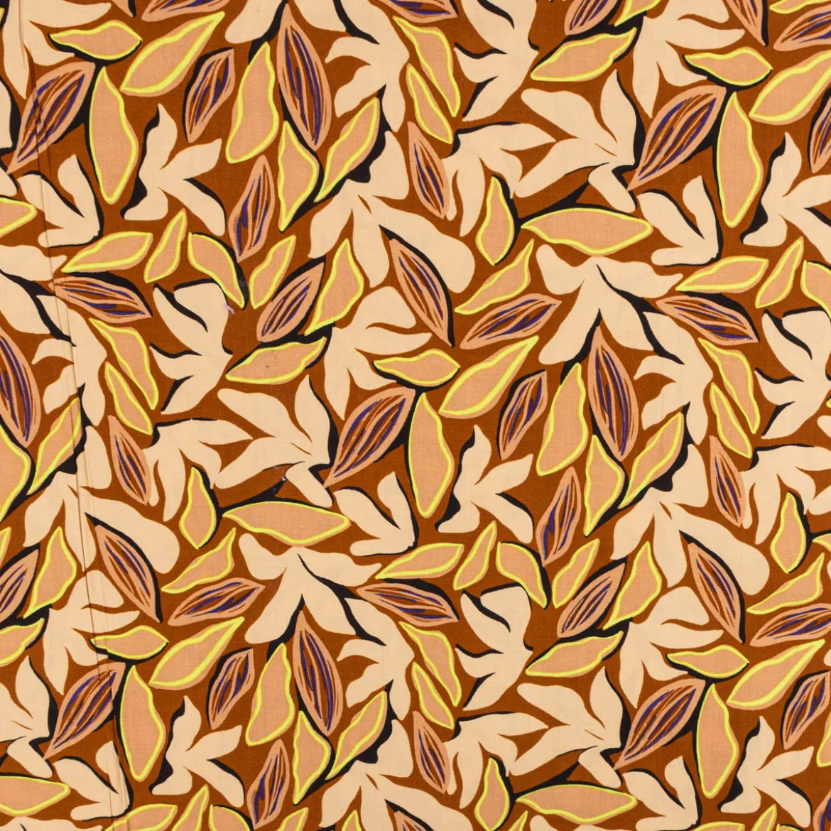 Viskose Stoff Radiance für Bekleidung ABSTRACT Blätter braun beige 1,4m Breite